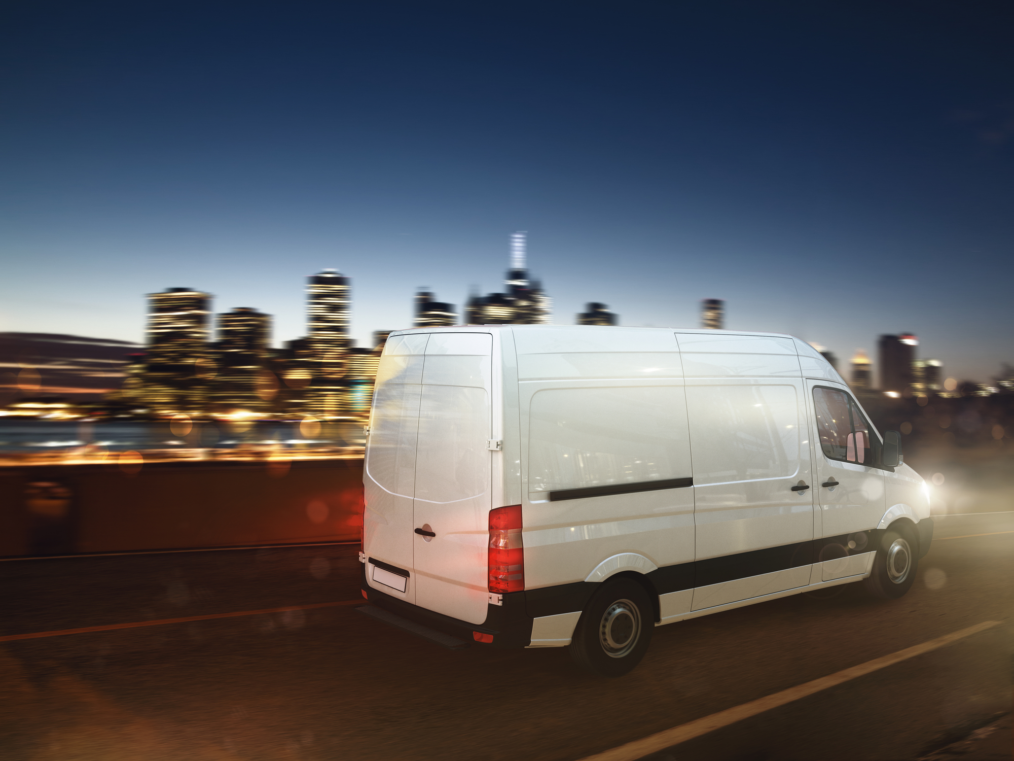 Express Van delivering at night