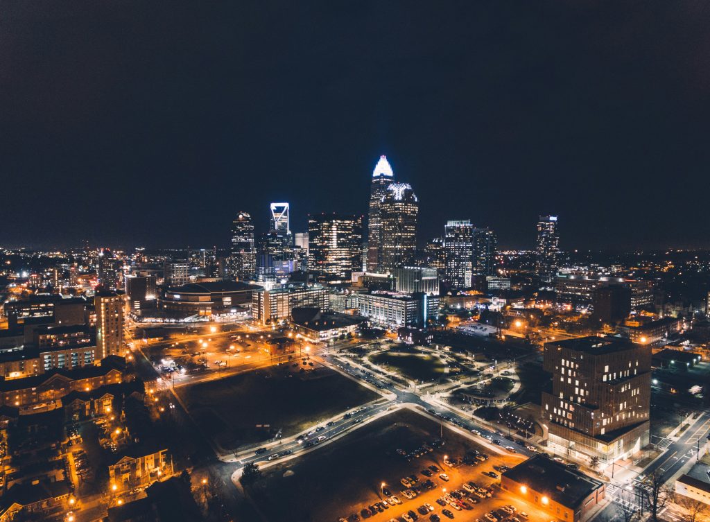Charlotte NC skyline at night
