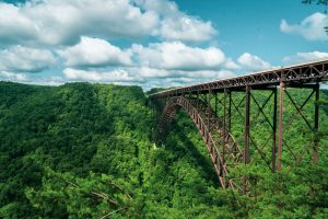 West Virginia scenery, mountains and bridge