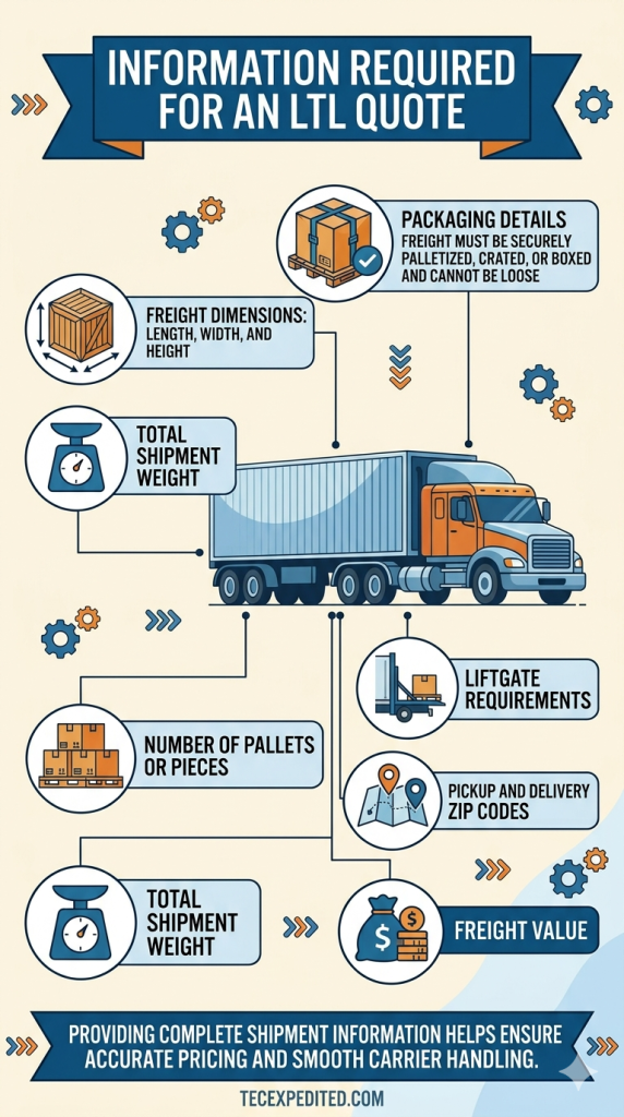 Detailed requirements we need to enable TEC to provide an accurate LTL freight quote