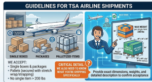 Standard weight and size limits for NFO freight shipments